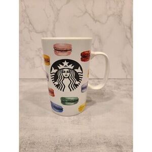 Starbucks 2015 Coffee Cup Dot Collection French 'MACARONS' Rainbow Mug 16oz GUC